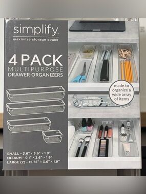 Clear Multipurpose Drawer Organizers - 4-Pack